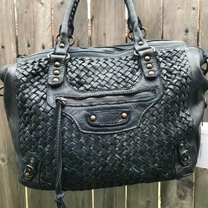 NWT Viola Castellani Blue Woven Leather Bag
